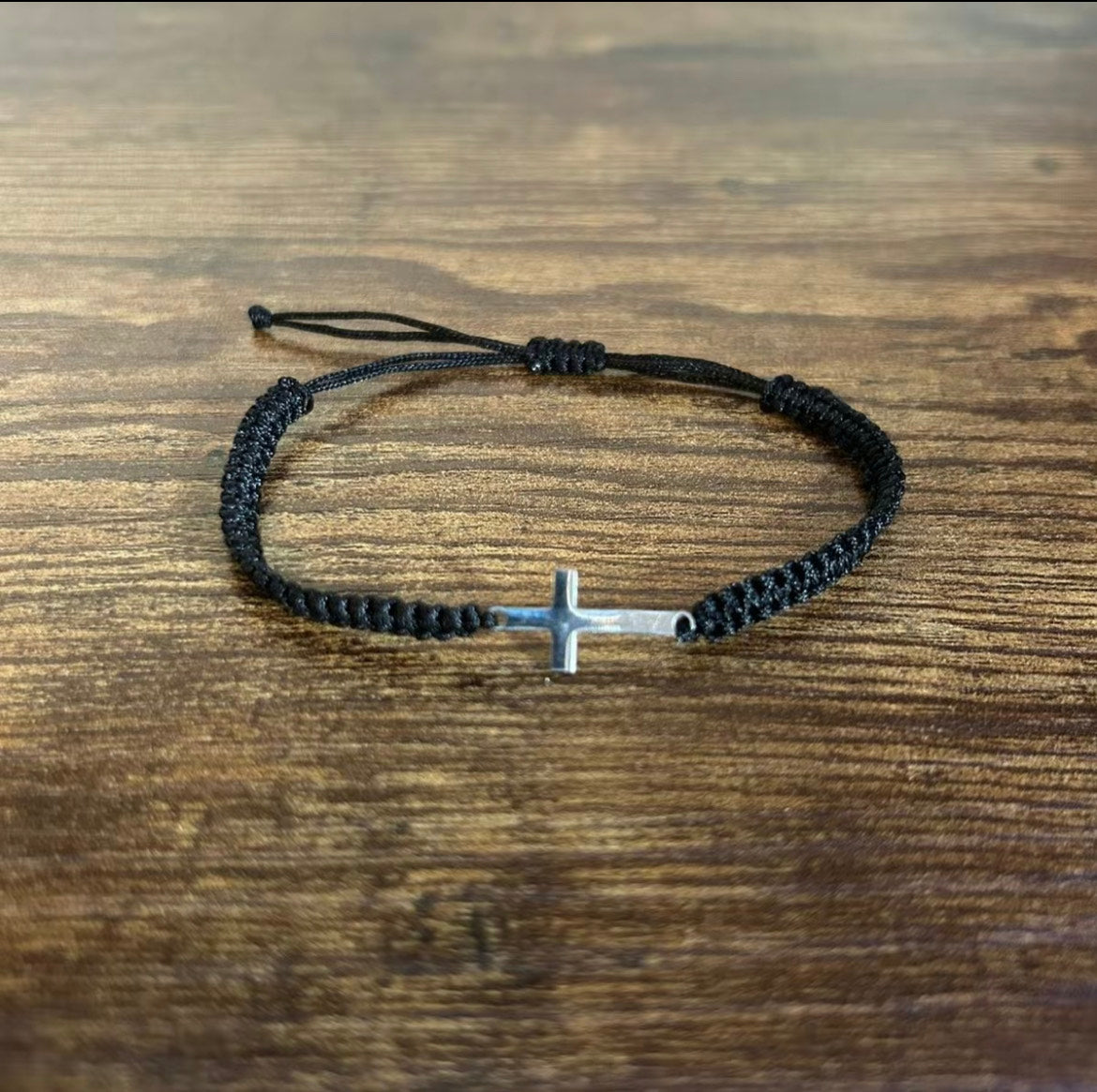 FaithDrive Sterling Silver Braided Cross Rope Bracelet